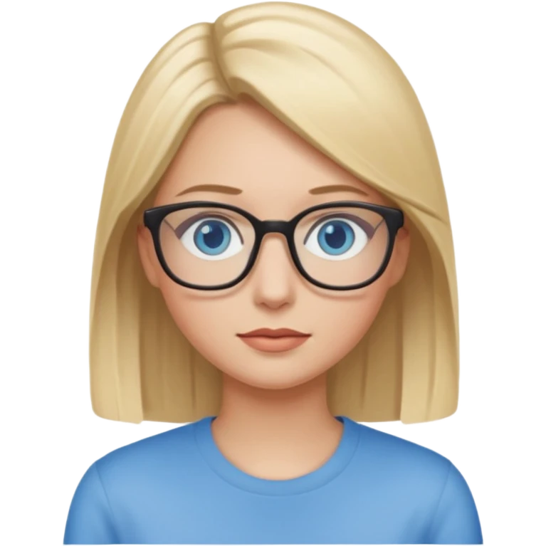woman with straight blonde hair, blue eyes, and glasses emoji emoji