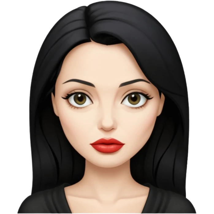 “Emoji girl, femme fatale, black hair. anglina jolie vibes emoji