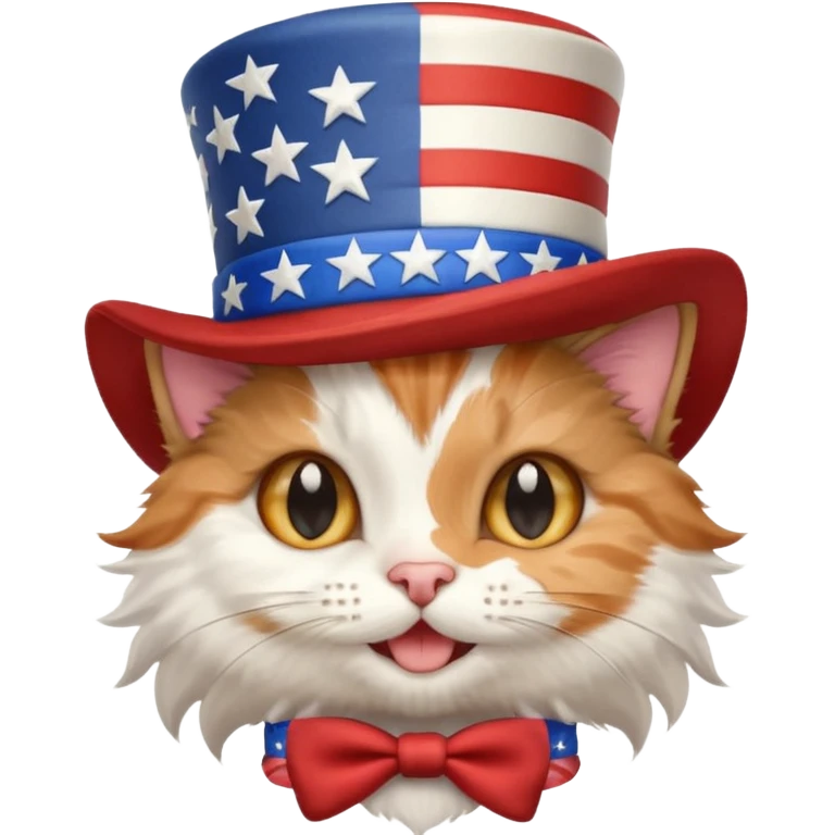 happy kitten wearing an american flag top hat emoji
