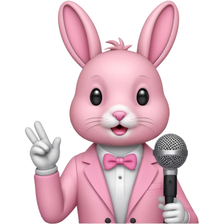 pink bunnie singing , holding mic emoji