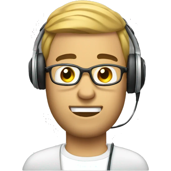 create me an emoji that shows a man with a microphone and a headphone making a voice over work readin a text  emoji