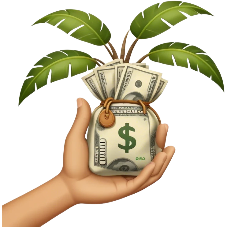 A hand with a bag of money on the pal emoji