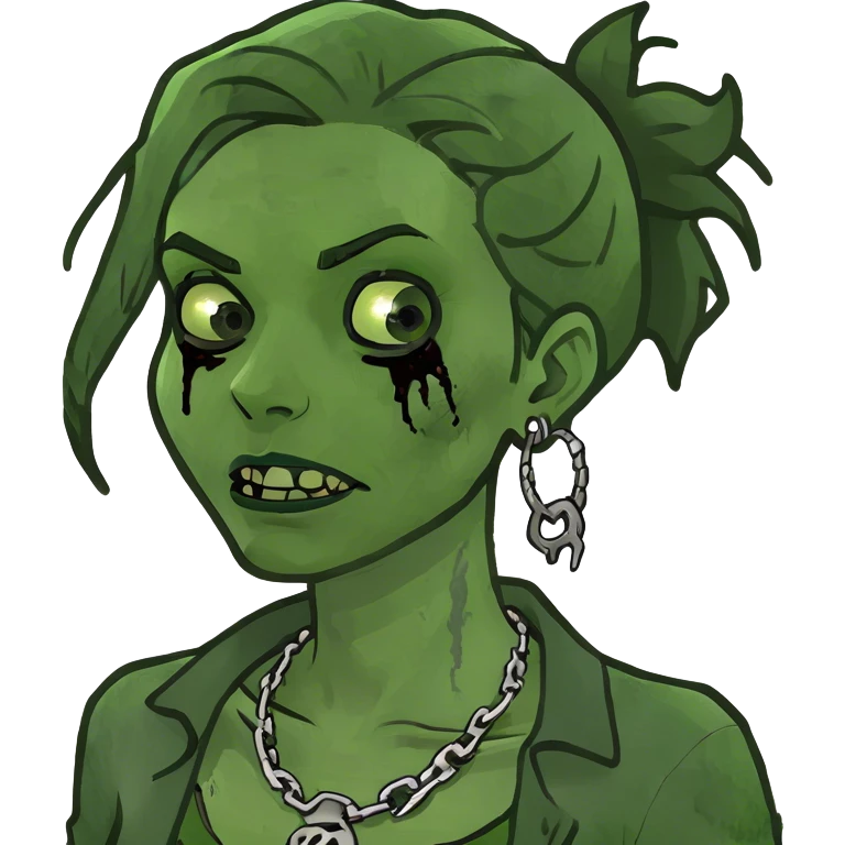 girl zombie with black hair emoji