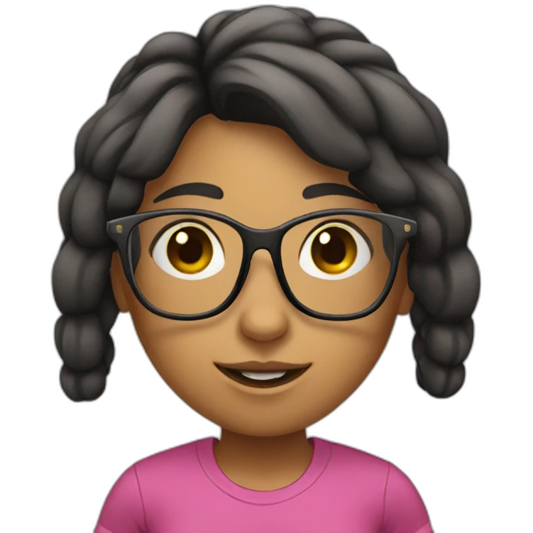 Girl with glasses and dumbbell emoji