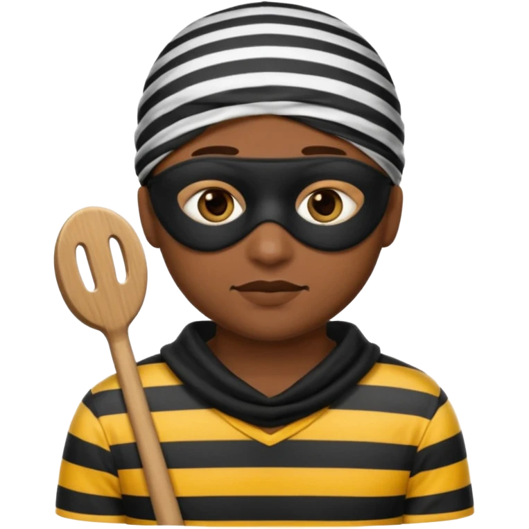 A theif robber emoji,Stripped shirt,eye mask, black head. emoji