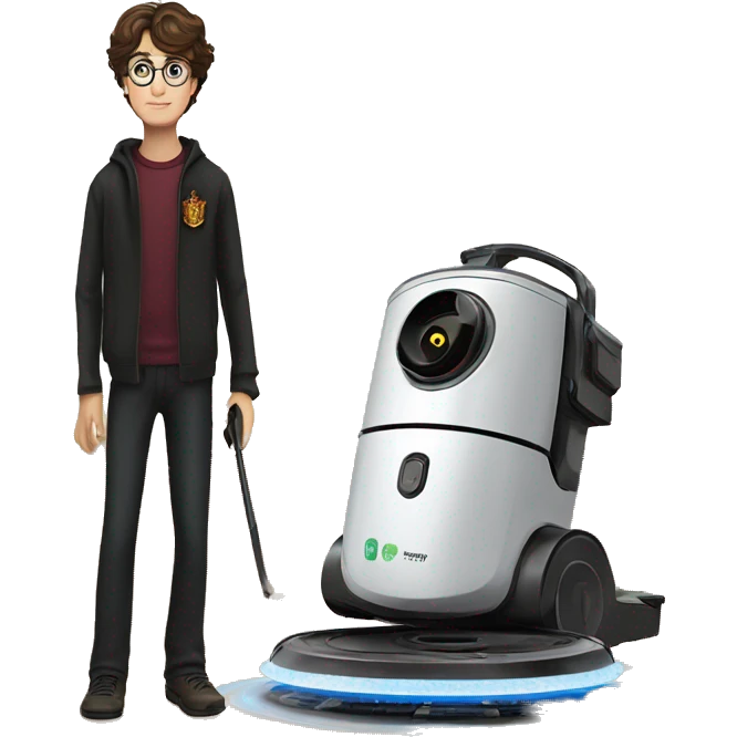 Harry potter works with a robot vacuum emoji
