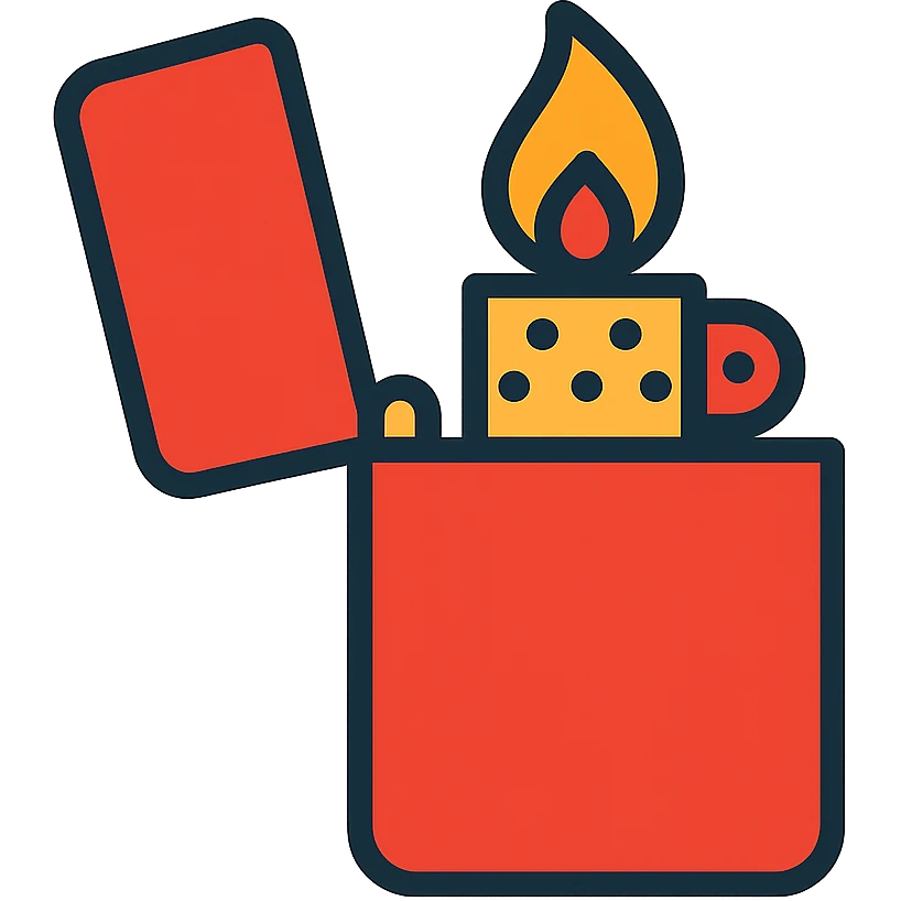 Zippo Lighter, red emoji