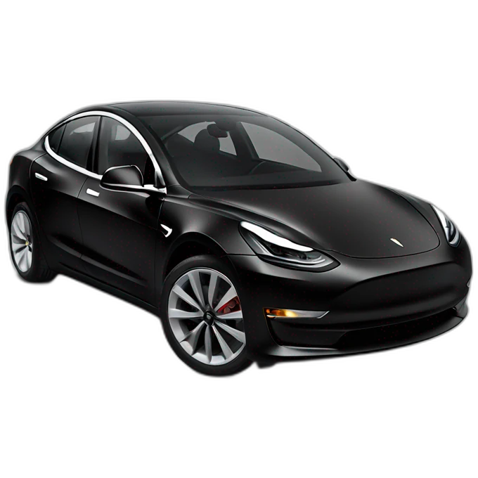 An black Tesla Model 3 at ludicrous speed side view emoji