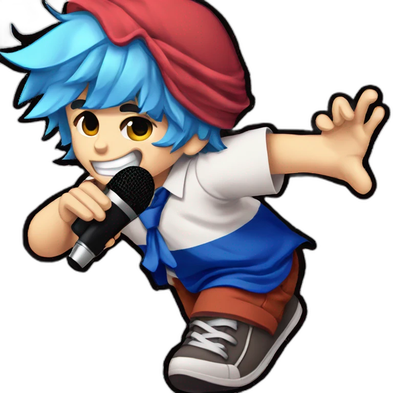 blue-haired boy holding microphone emoji