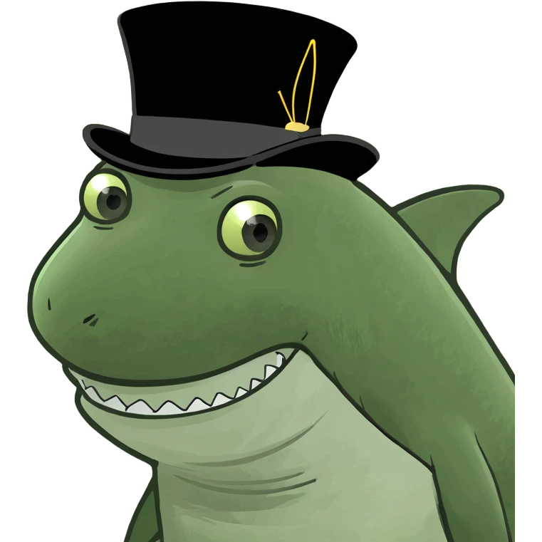 Shark with a top hat emoji