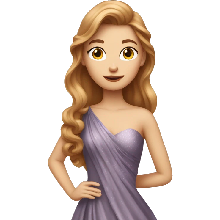 hazelnut-haired girl in a long glamour dress emoji