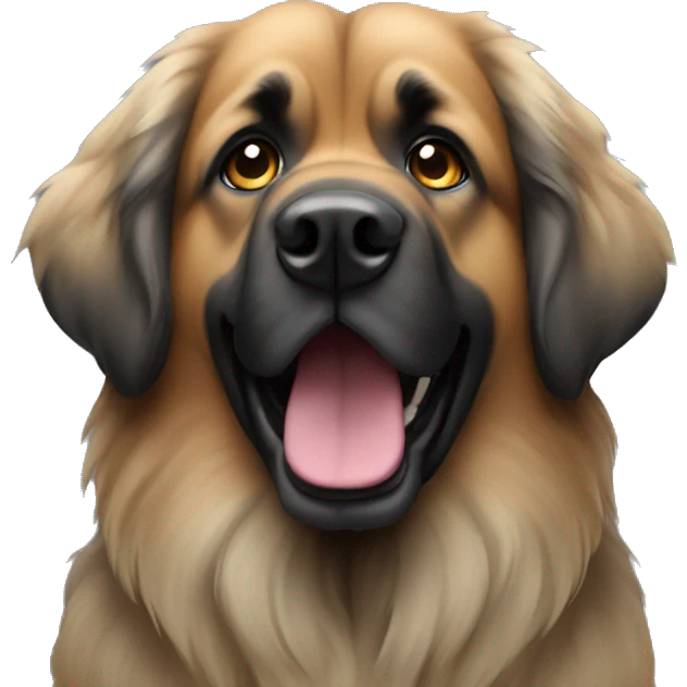 Leonberger dog emoji but grey facing straight on  emoji