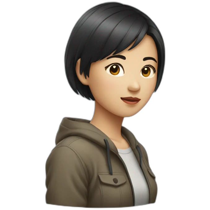 Asian girl with short hair emoji