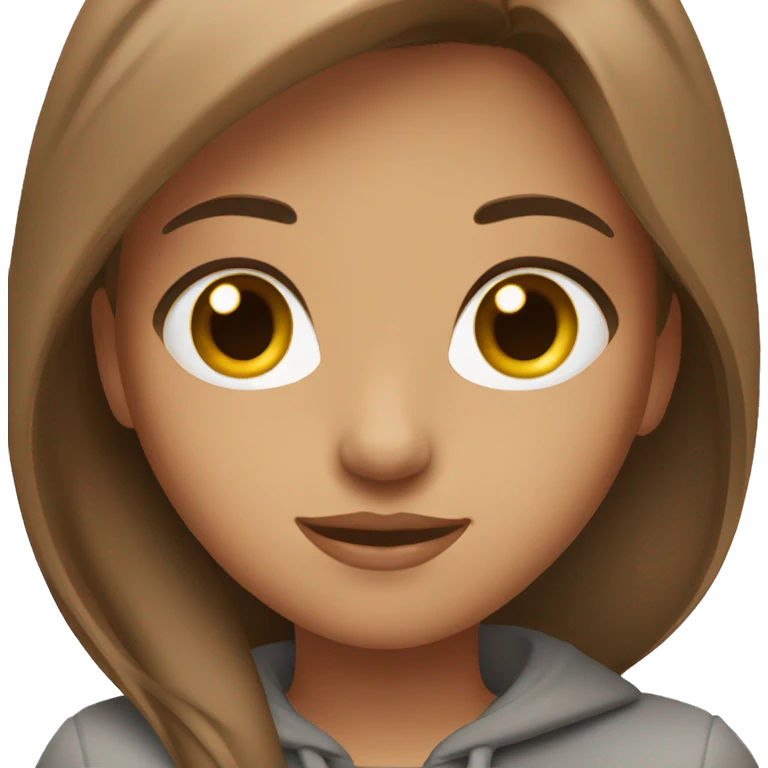 Girl with brown straight hair and brown eyes emoji