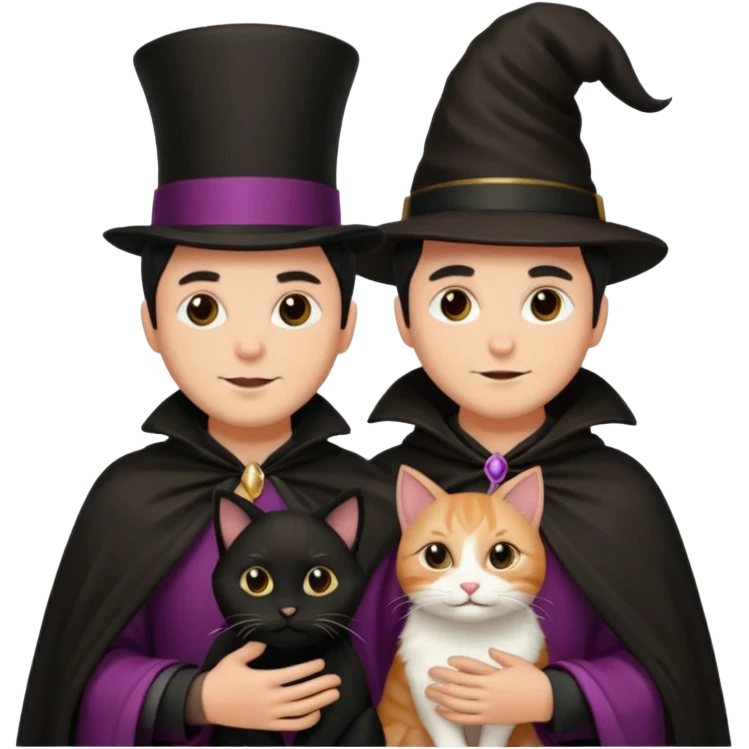 magician couple and their pet cat emoji