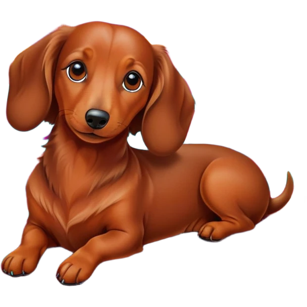 Beautiful and elegant brown red hairy dachshund laying on a colourful blanket  emoji