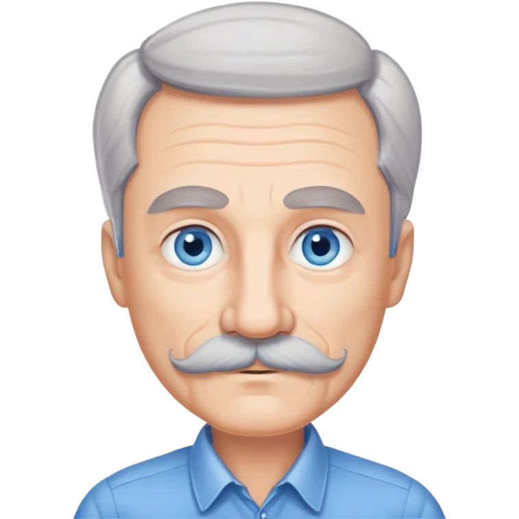 60 year old man , blue eyes, mustash and grey hair  emoji