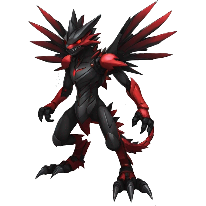  Cool Edgy Black Red Digimon-Fakemon-Garurumon full body emoji