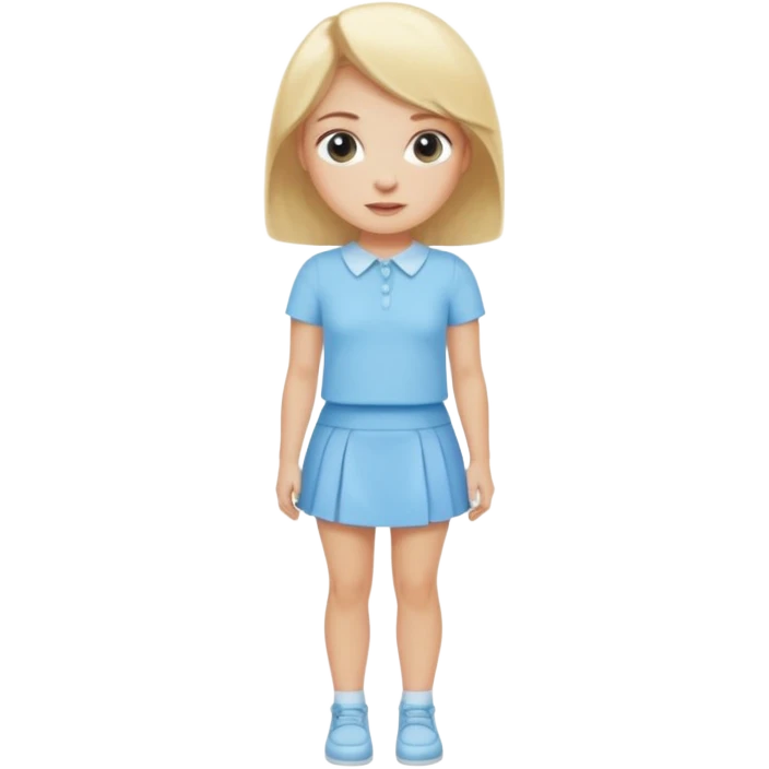 blonde woman wearing a baby blue mini skirt and a baby blue shirt emoji