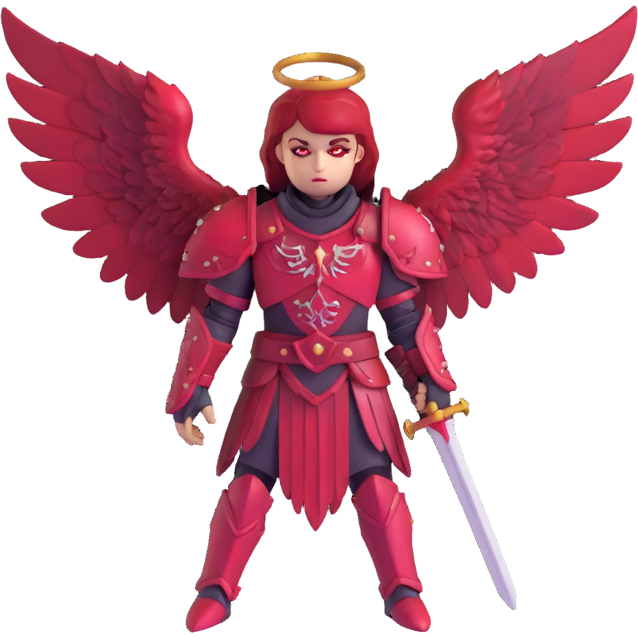 sinister warrior angel with blood-stained armor and crimson wings emoji