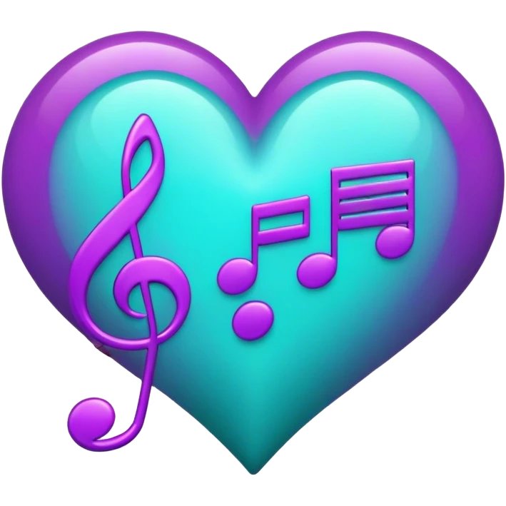 Teal and Purple music heart emoji