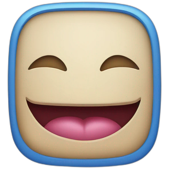 blue square with face and thick lips emoji
