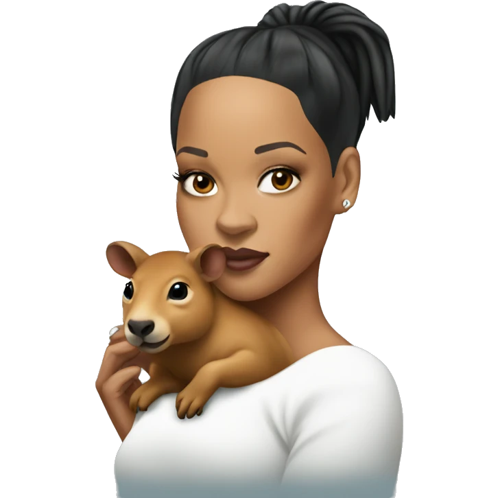 Rihanna holding a capybara emoji