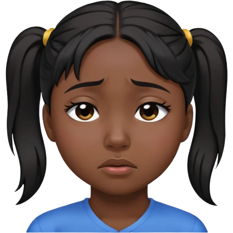 black dark girl with black hair and a ponytail super sad crying eyes closed emoji
