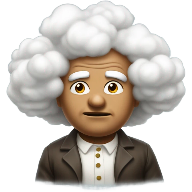 White, angry little Oompa Loompa blowing big clouds emoji