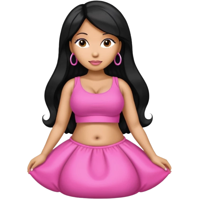  fat tan long half-white half-black hair nicki minaj with inflated belly emoji