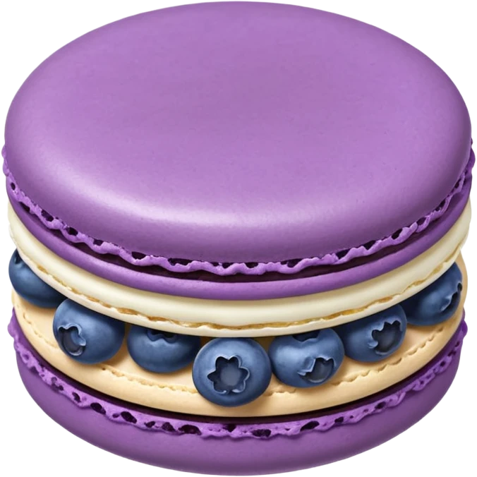 A macaron with purple cream and blueberries emoji