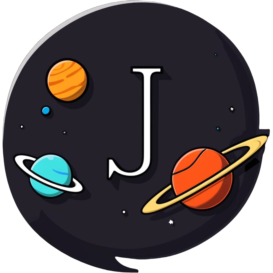 letter J with space theme and planets emoji