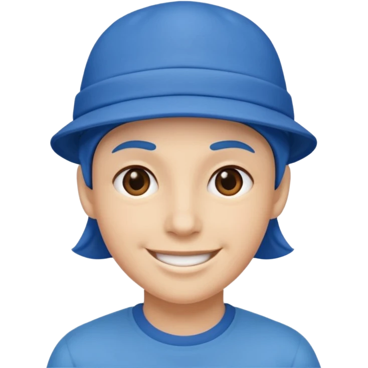 Mavi şapkalı gülen yüz emoji