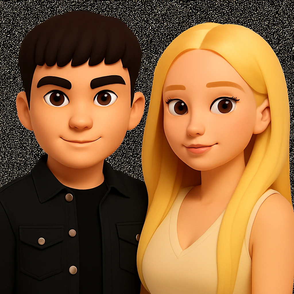 Slightly increase the volume of the upper body of the girl and shift her slightly to the right, maintaining the style of the image. emoji