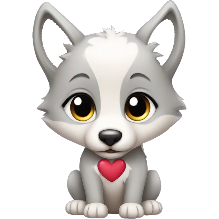 baby wolf with heart emoji