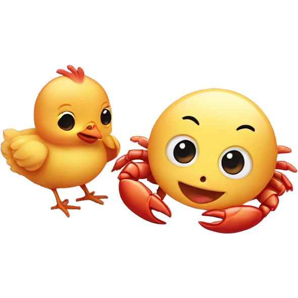 Baby chicken and sea crab emoji
