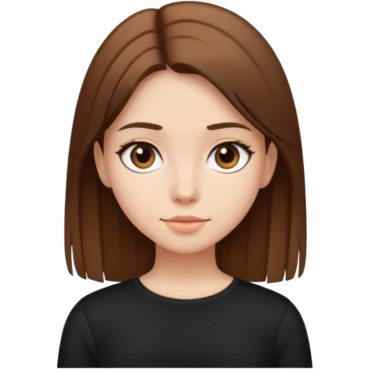 Girl with brown straight hair wearing a black top emoji