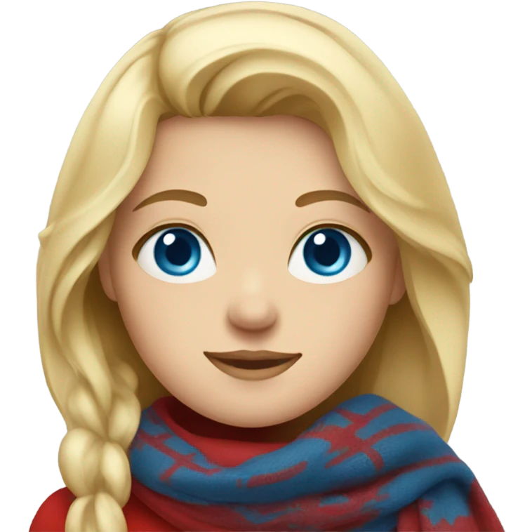 Blonde, blue-eyed girl in red scarf emoji