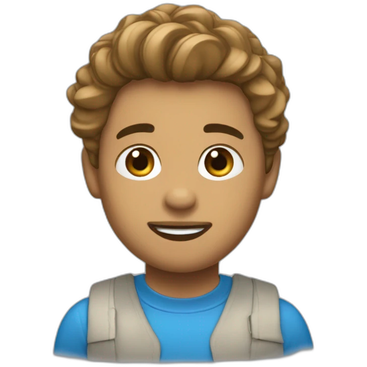 Un garçon avec les cheveux teinturier enbleu étoile. emoji