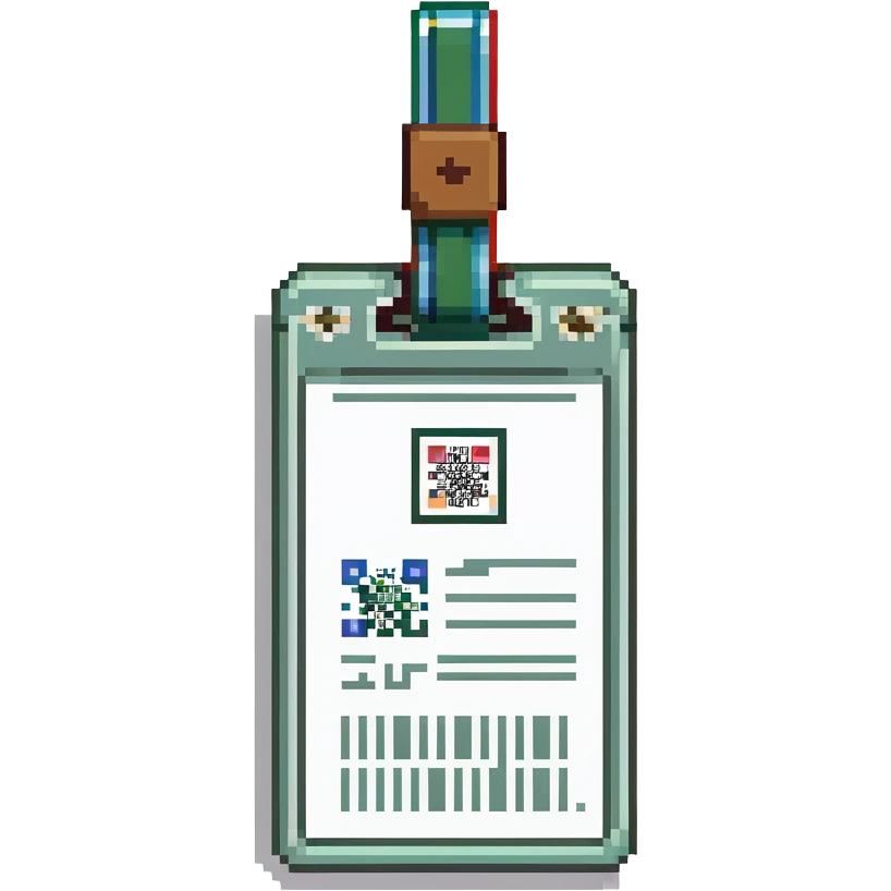 Pixel-style ID card with a microchip or barcode. emoji