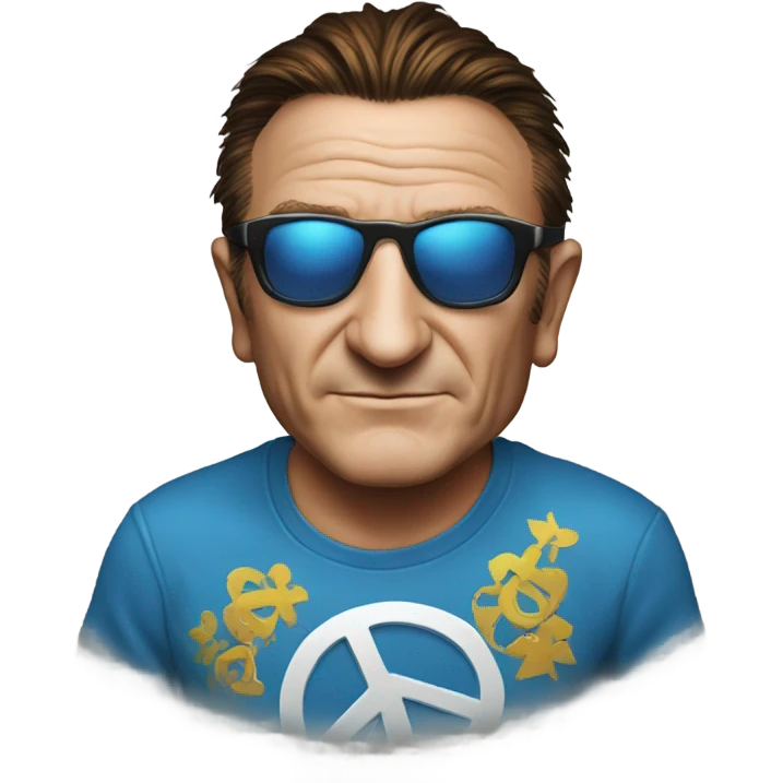 bono with peace symbol sunglasses and world peace tshirt emoji