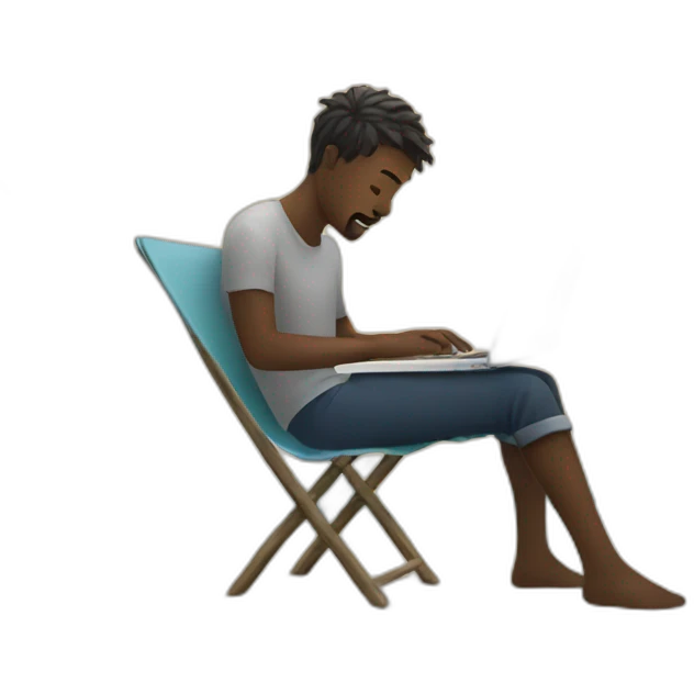 digital-nomad-boy-working-at-beach emoji
