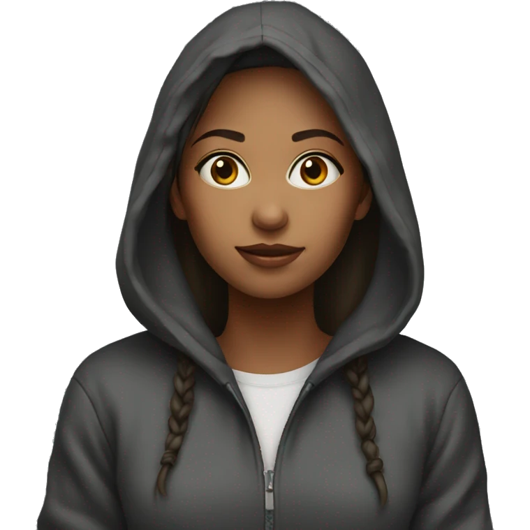young woman, cool, in hoodie emoji