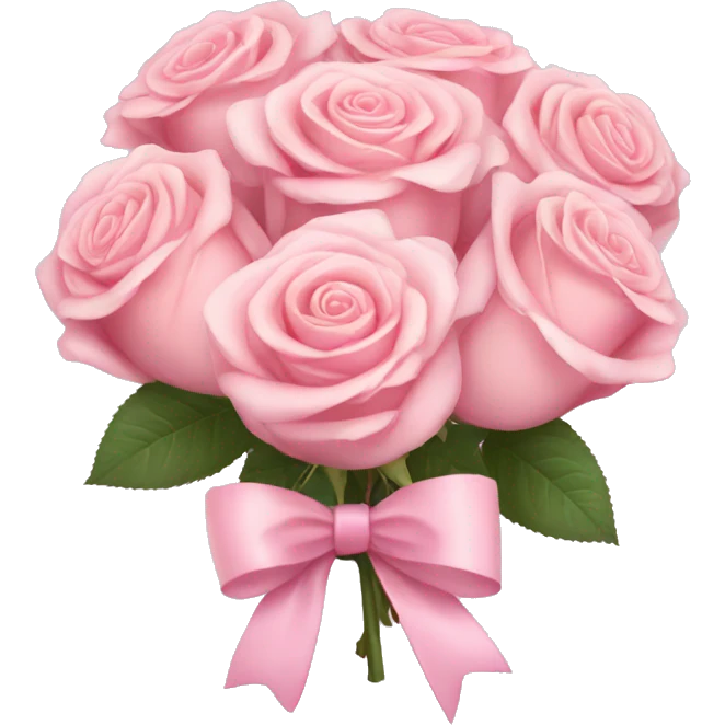 Pastel Pink roses bouquet with bow emoji