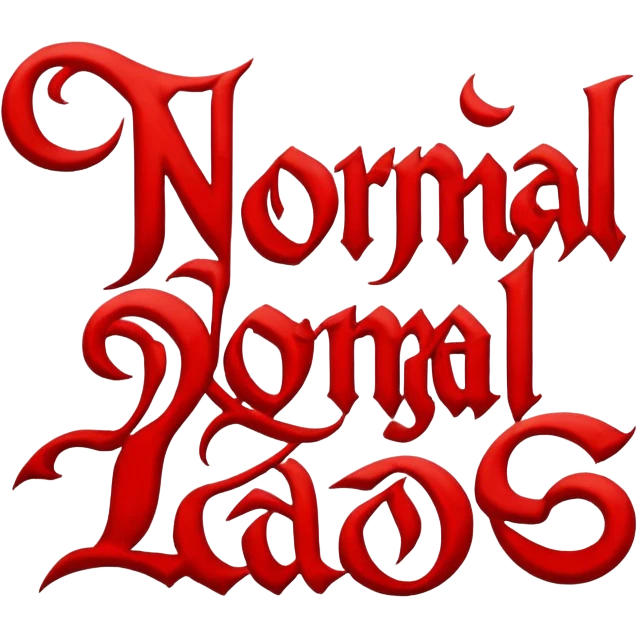 A red logo with the words "Normal Lads" written in gothic letters.  emoji