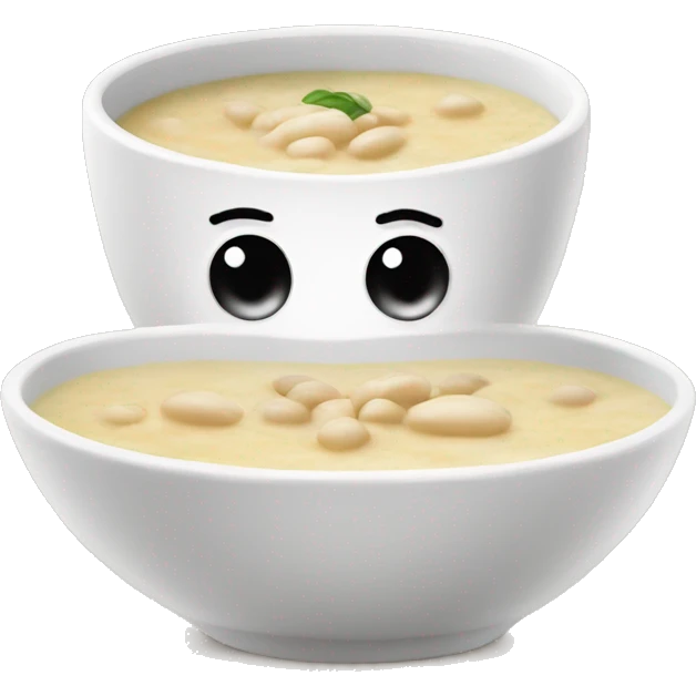 white bean soup facing forward with creamy white soup emoji