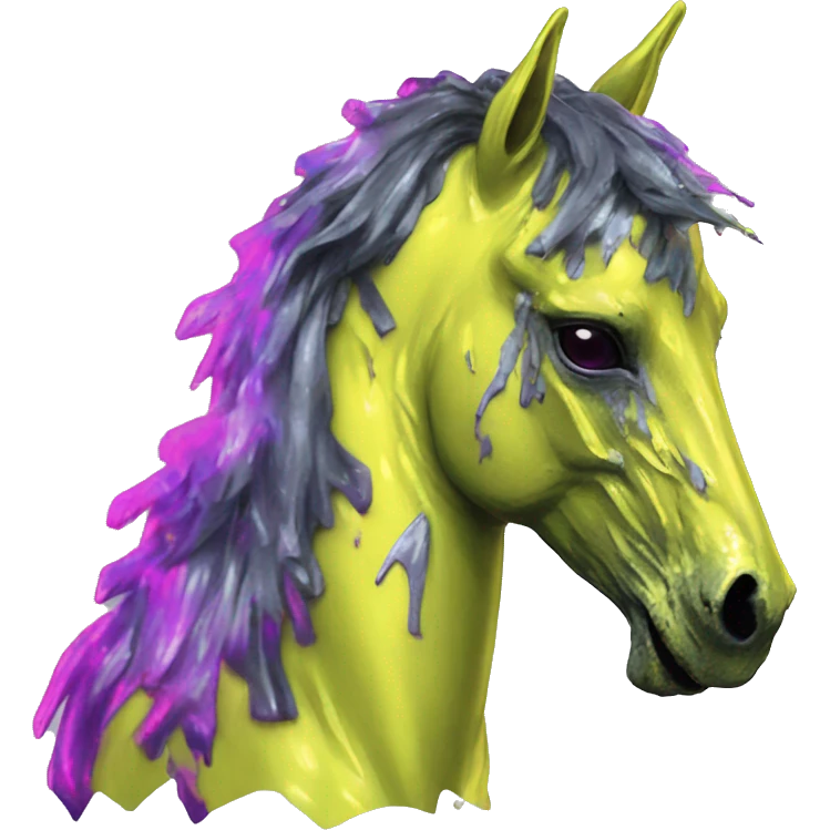 .Zombie_ Vaporwave black holographic oilslick zombie unicorn yellow caution tape graffiti Pegasus emoji