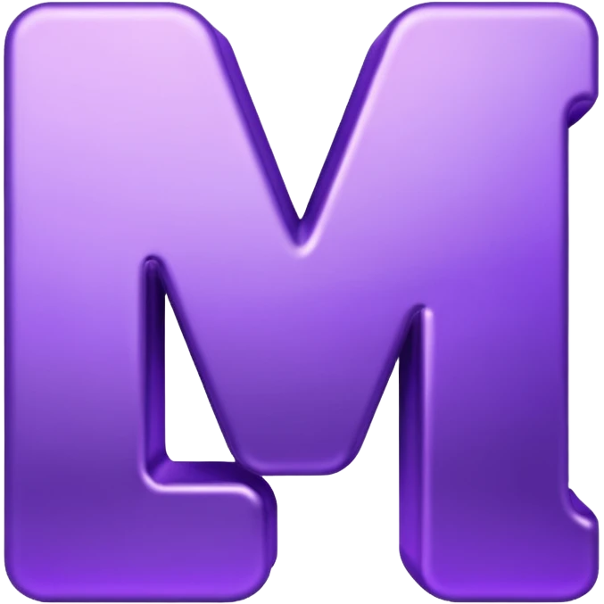 3D text that spells "me" in a shiny purple font  emoji