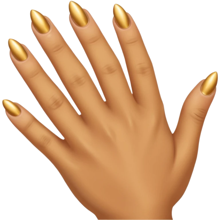 Tan skin hand with really short gold nails emoji