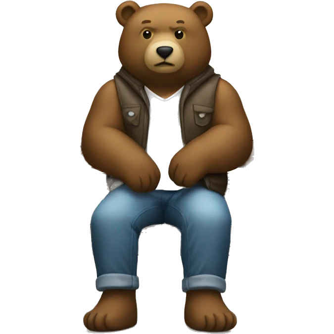 Bear sitting on bench emoji